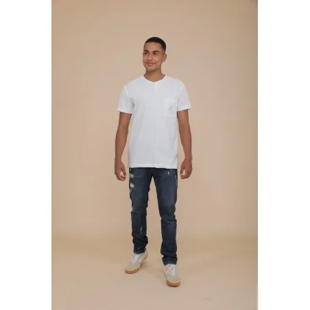 T-SHIRT BLANC AVEC POCHE - MAZIJ