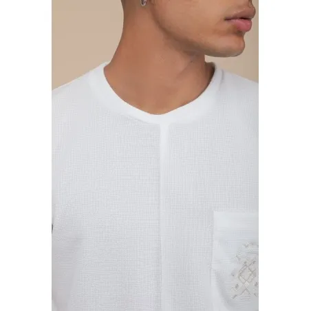 T-SHIRT BLANC AVEC POCHE - MAZIJ
