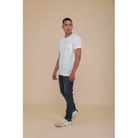 T-SHIRT BLANC AVEC POCHE - MAZIJ