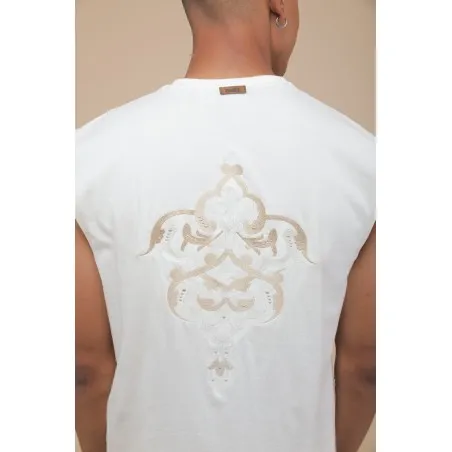 T-SHIRT ECRU SANS MANCHES - MAZIJ