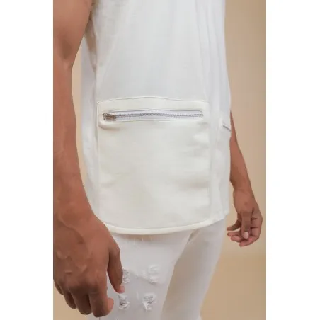 T-SHIRT ECRU SANS MANCHES - MAZIJ
