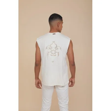 T-SHIRT ECRU SANS MANCHES - MAZIJ