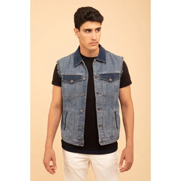 VESTE JEAN SANS MANCHES - MAZIJ