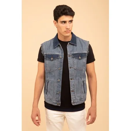 VESTE JEAN SANS MANCHES - MAZIJ