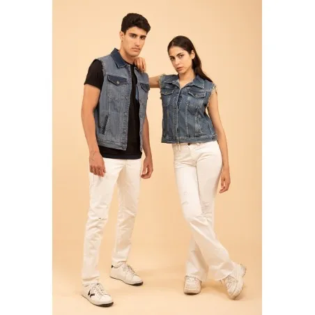 VESTE JEAN SANS MANCHES - MAZIJ