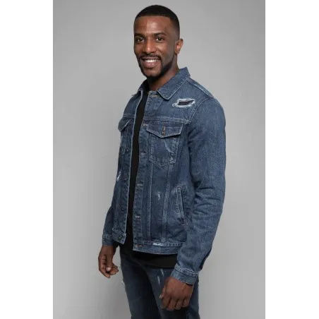 Veste Jean homme bleu destroy - MAZIJ