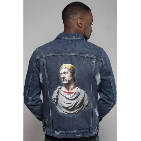 Veste Jean homme bleu destroy - MAZIJ