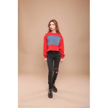Sweat-shirt rouge avec jean - MAZIJ