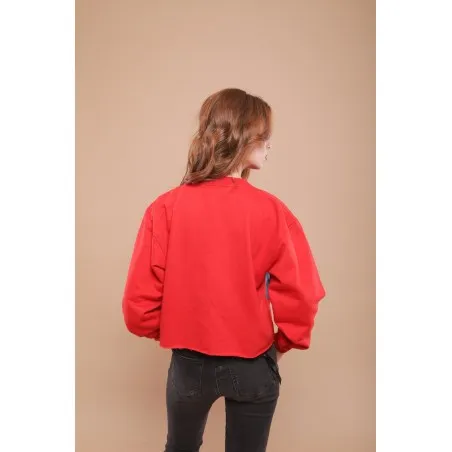 Sweat-shirt rouge avec jean - MAZIJ