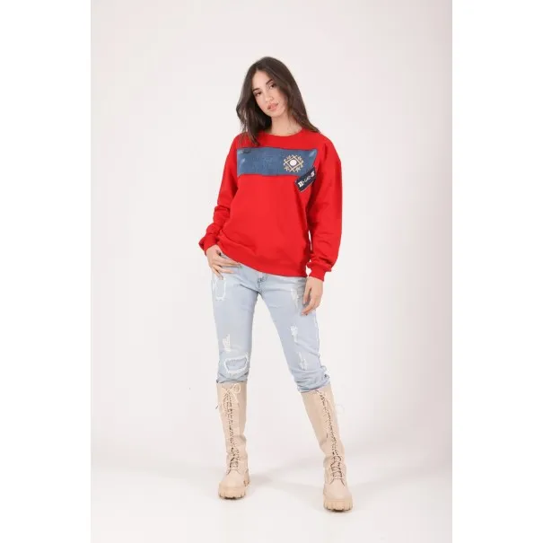 SWEATSHIRT ROUGE AVEC JEAN - MAZIJ