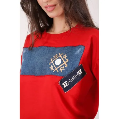SWEATSHIRT ROUGE AVEC JEAN - MAZIJ