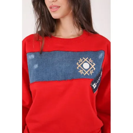 SWEATSHIRT ROUGE AVEC JEAN - MAZIJ