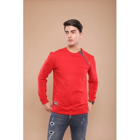 Sweat-shirt rouge avec broderie phénicienne - MAZIJ