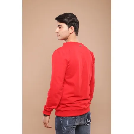 Sweat-shirt rouge avec broderie phénicienne - MAZIJ