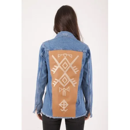 VESTE JEAN AVEC CUIR - MAZIJ