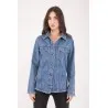 VESTE JEAN AVEC CUIR - MAZIJ