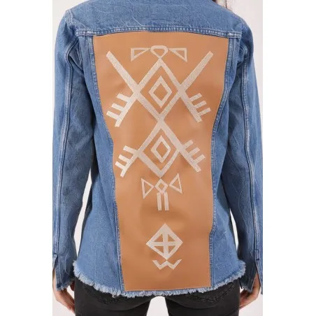 VESTE JEAN AVEC CUIR - MAZIJ