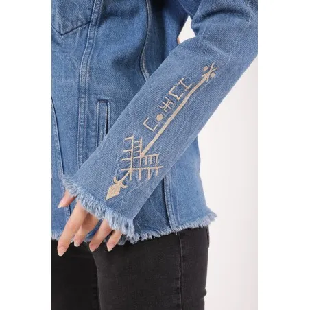 VESTE JEAN AVEC CUIR - MAZIJ