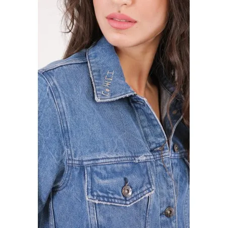 VESTE JEAN AVEC CUIR - MAZIJ