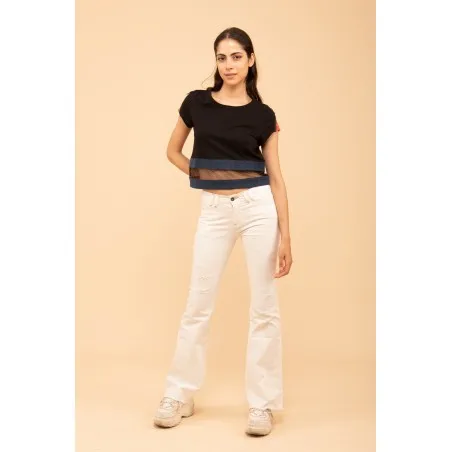 Croptop noir avec tissus cachemire - MAZIJ