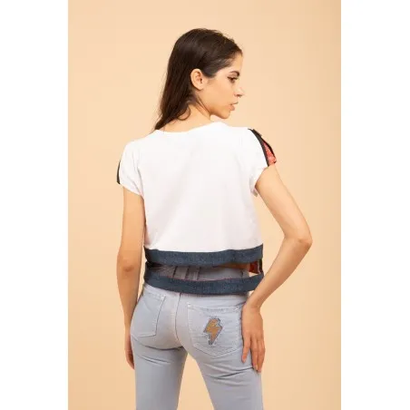 Croptop blanc avec tissus cachemire - MAZIJ