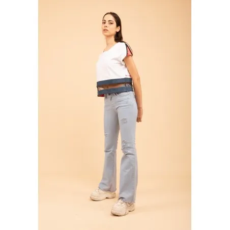 Croptop blanc avec tissus cachemire - MAZIJ