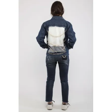 Veste jean femme avec des chaines - MAZIJ