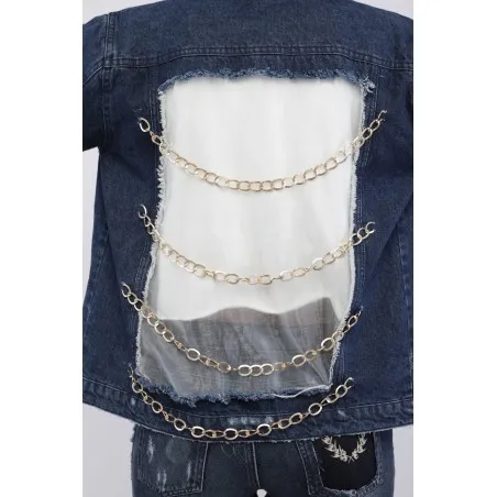 Veste jean femme avec des chaines - MAZIJ