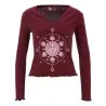 T-shirt col V femme côtelé manches longues soleil - KONTAKT