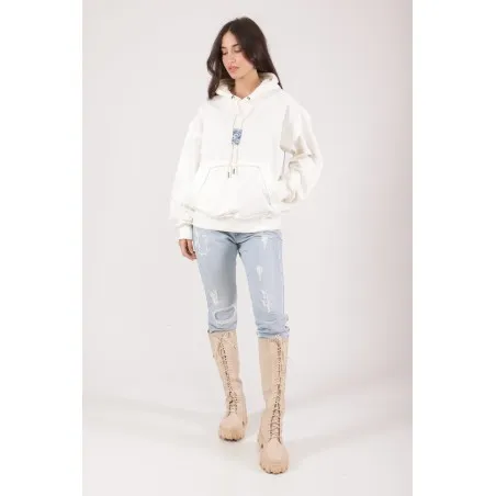 SWEATSHIRT ECRU AVEC UNE IMPRESSION FAIENCE - MAZIJ