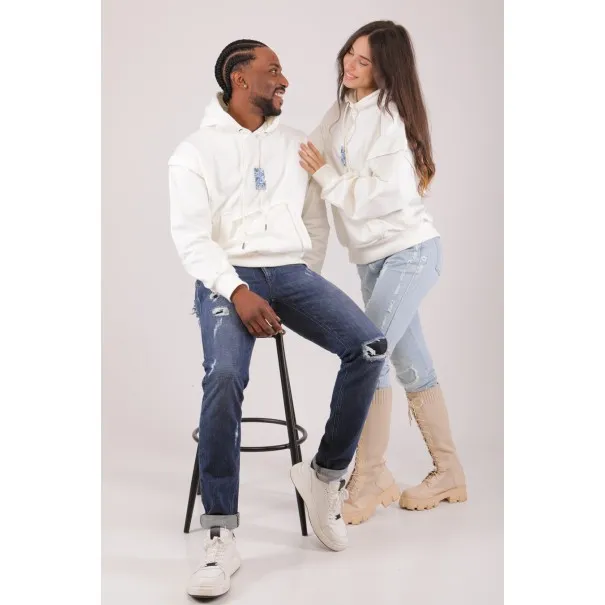 SWEATSHIRT ECRU AVEC UNE IMPRESSION FAIENCE - MAZIJ
