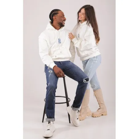 SWEATSHIRT ECRU AVEC UNE IMPRESSION FAIENCE - MAZIJ