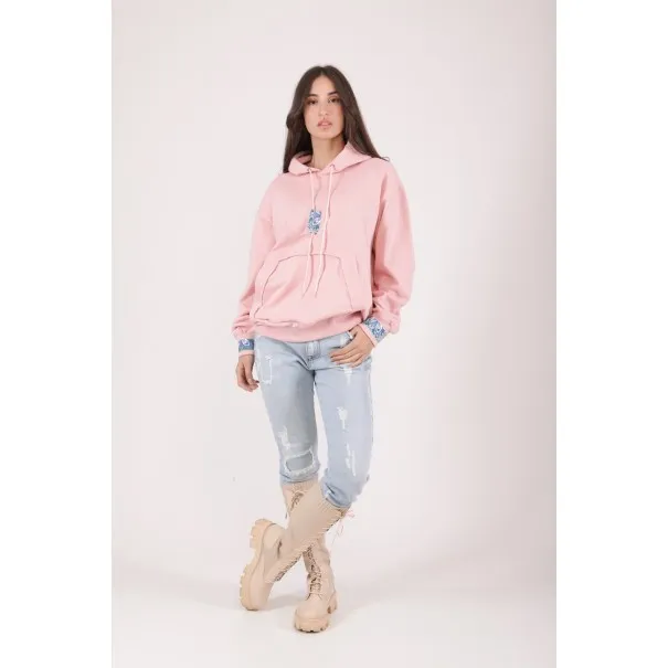 SWEATSHIRT ROSE AVEC UNE IMPRESSION FAIENCE - MAZIJ