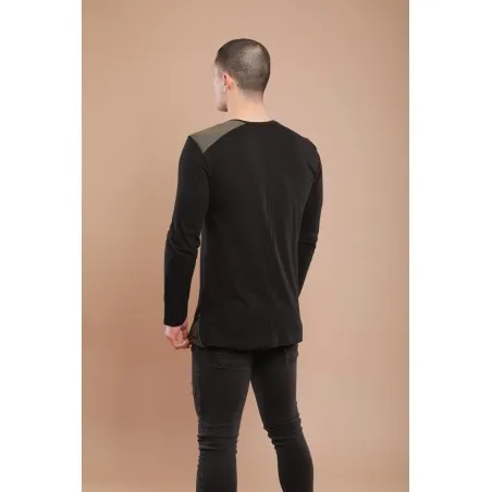 T-shirt noir manches longues - MAZIJ