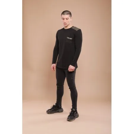 T-shirt noir manches longues - MAZIJ