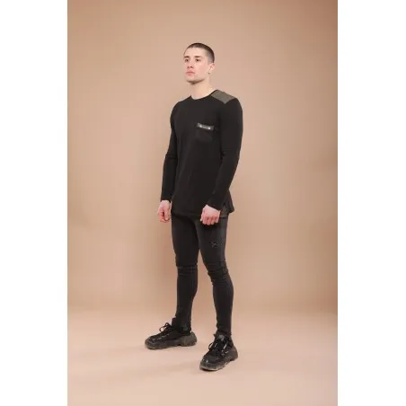 T-shirt noir manches longues - MAZIJ