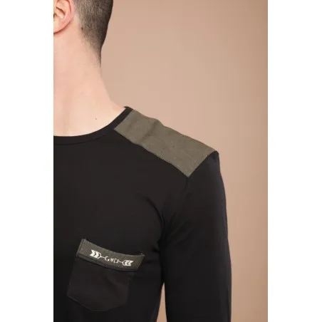 T-shirt noir manches longues - MAZIJ