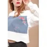 Sweat-shirt blanc avec tissus impression cachemire - MAZIJ