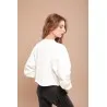 Sweat-shirt blanc avec tissus impression cachemire - MAZIJ