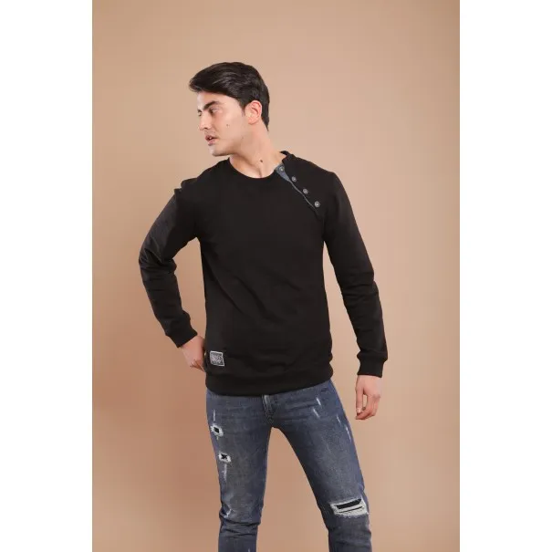 Sweat-shirt noir avec broderie phénicienne - MAZIJ