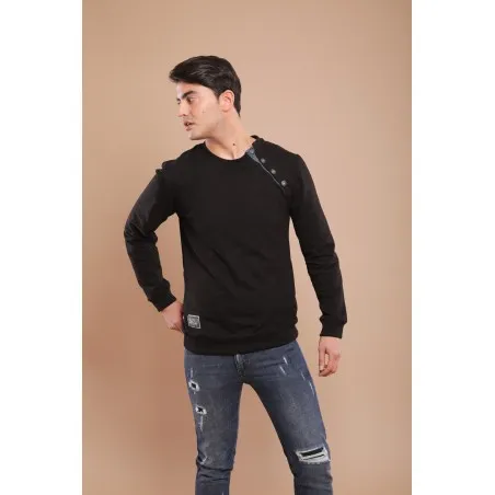 Sweat-shirt noir avec broderie phénicienne - MAZIJ