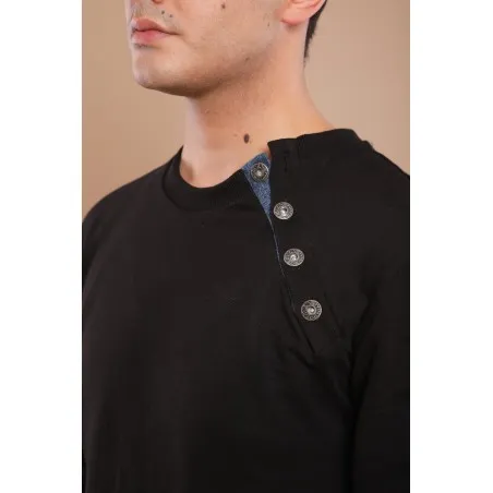 Sweat-shirt noir avec broderie phénicienne - MAZIJ