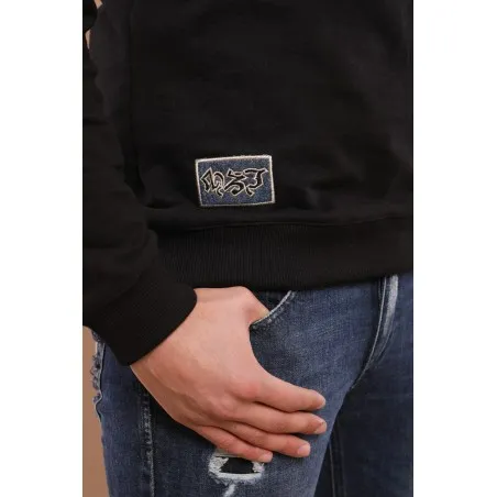 Sweat-shirt noir avec broderie phénicienne - MAZIJ