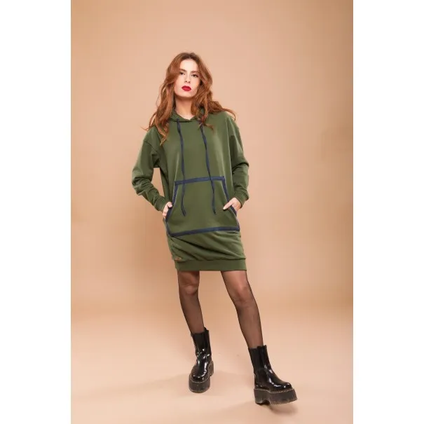 Sweat-shirt robe vert avec capuche - MAZIJ