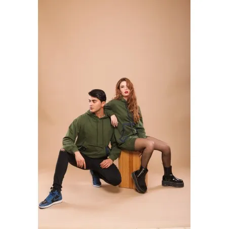 Sweat-shirt robe vert avec capuche - MAZIJ