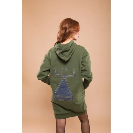 Sweat-shirt robe vert avec capuche - MAZIJ