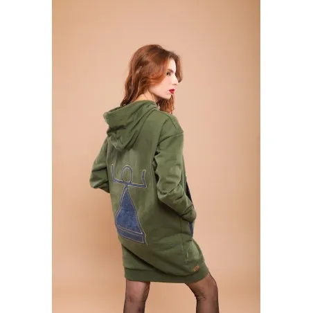 Sweat-shirt robe vert avec capuche - MAZIJ