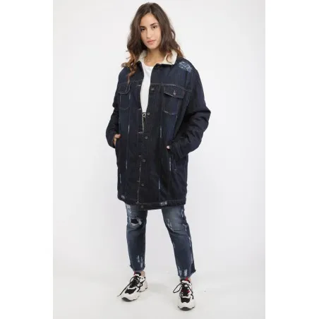 Veste jean femme avec fourrure - MAZIJ