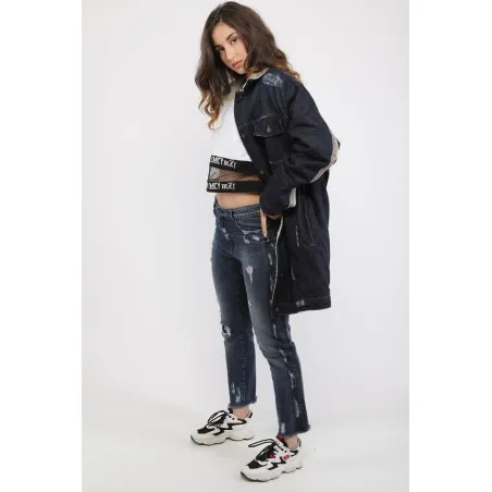 Veste jean femme avec fourrure - MAZIJ