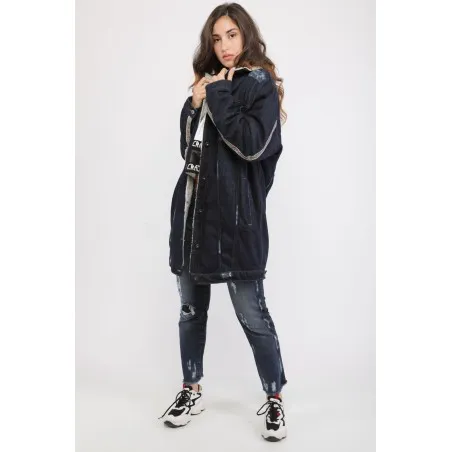 Veste jean femme avec fourrure - MAZIJ